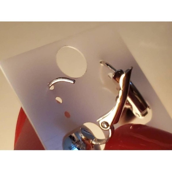 Swarovski Element Round dark Pink Earrings. Wedding. Party.‎ Minimalist. Dangle. - Picture 2 of 4